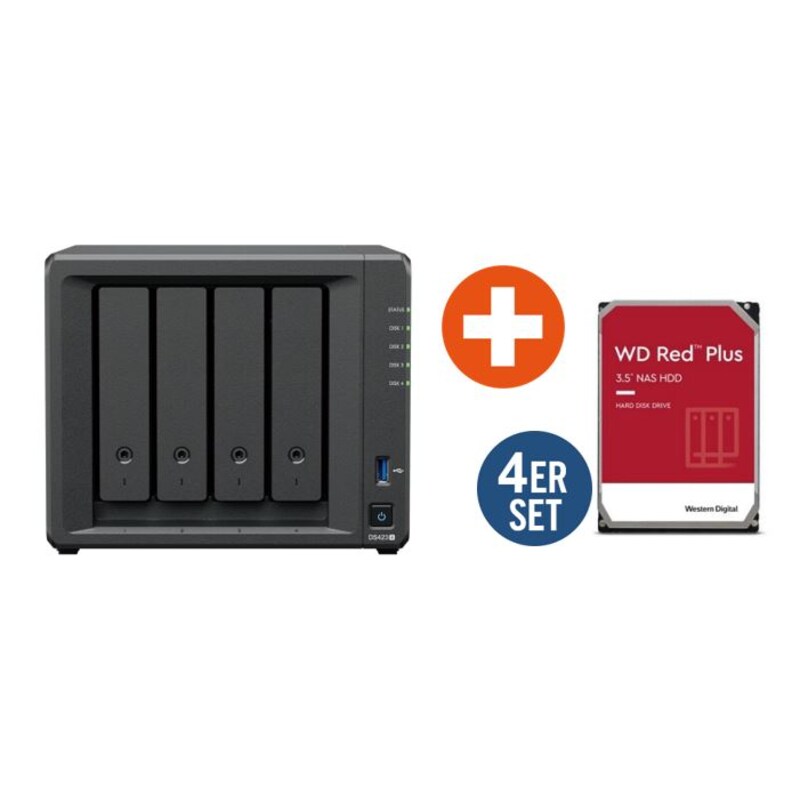 Synology Diskstation DS423+ NAS System 4-Bay inkl. 4x 8TB WD Red Plus WD80EFZZ