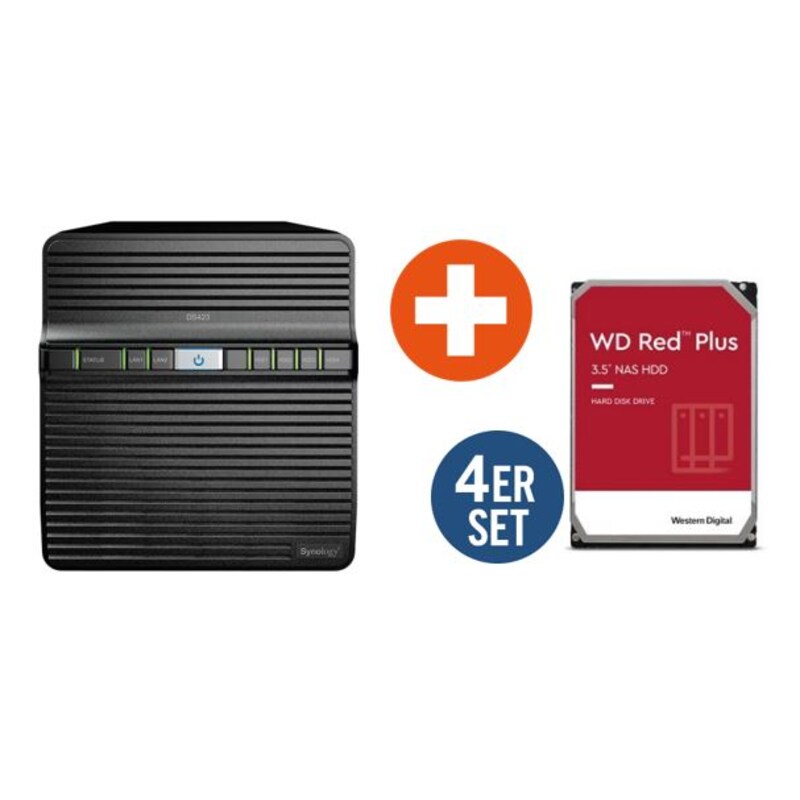 Synology Diskstation DS423 NAS System 4-Bay inkl. 4x 8TB WD Red Plus WD80EFZZ