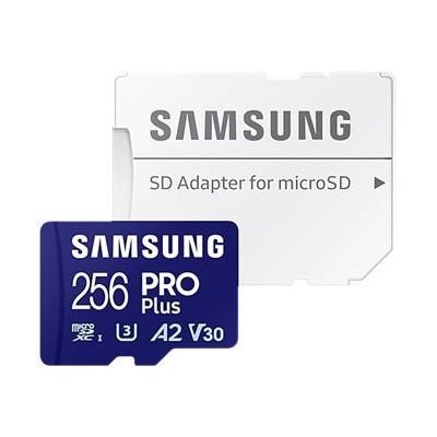 Class A2 günstig Kaufen-Samsung PRO Plus 256 GB microSDXC-Speicherkarte (180 MB/s, Class U3, V30, A2). Samsung PRO Plus 256 GB microSDXC-Speicherkarte (180 MB/s, Class U3, V30, A2) <![CDATA[• Speichertyp: microSDXC (UHS-I) inklusive SD-Adapter • Speicherkapazität: 256 GB 