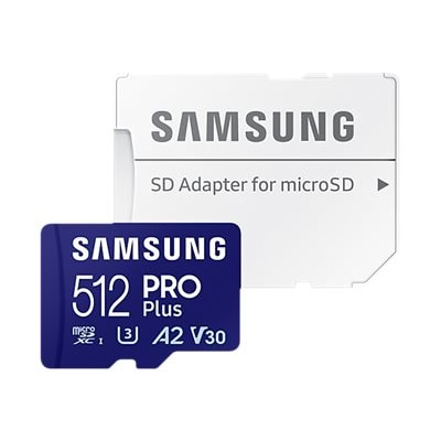 Samsung PRO Plus 512 GB microSDXC-Speicherkarte (180 MB/s, Class U3, V30, A2)