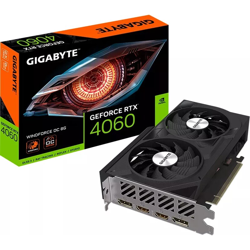 GIGABYTE GeForce RTX 4060 WindForce OC 8GB GDDR6 Gaming Grafikkarte 2xHDMI 2xDP