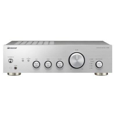 pioneer günstig Kaufen-Pioneer A-10AE-S Stereo-Vollverstärker Phono-Eingang Silber. Pioneer A-10AE-S Stereo-Vollverstärker Phono-Eingang Silber <![CDATA[• Max. Ausgangsleistung pro Kanal 50 W • integrierter D/A-Wandler, Bass-/Höhenregler, Fernbedienung • Anschl