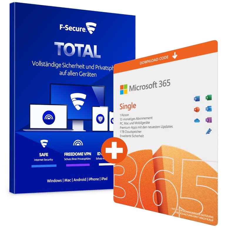 Microsoft 365 Single + F-Secure Total Security & VPN | Download & Key