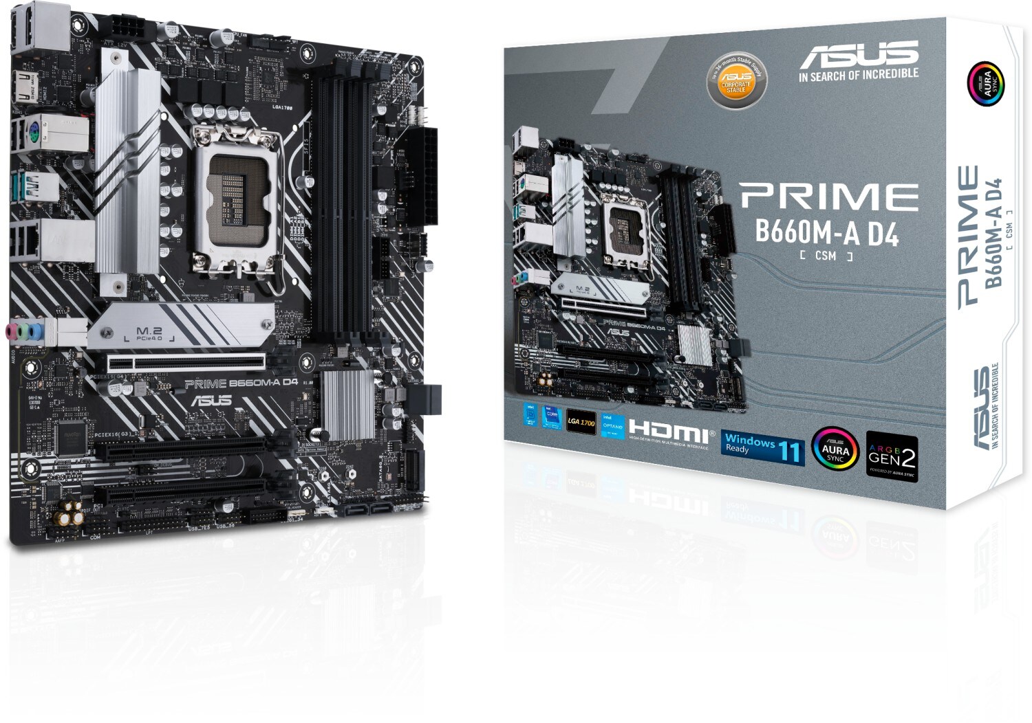 ASUS PRIME B660M-A D4-CSM mATX Mainboard Sockel 1700 USB3.1/2xHDMI/DP