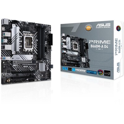 USB mit günstig Kaufen-ASUS PRIME B660M-A D4-CSM mATX Mainboard Sockel 1700 USB3.1/2xHDMI/DP. ASUS PRIME B660M-A D4-CSM mATX Mainboard Sockel 1700 USB3.1/2xHDMI/DP <![CDATA[• mATX Mainboard mit Sockel Intel 1700 für Intel Core 13./12. Generation • Intel B660-Chipsatz, Inte