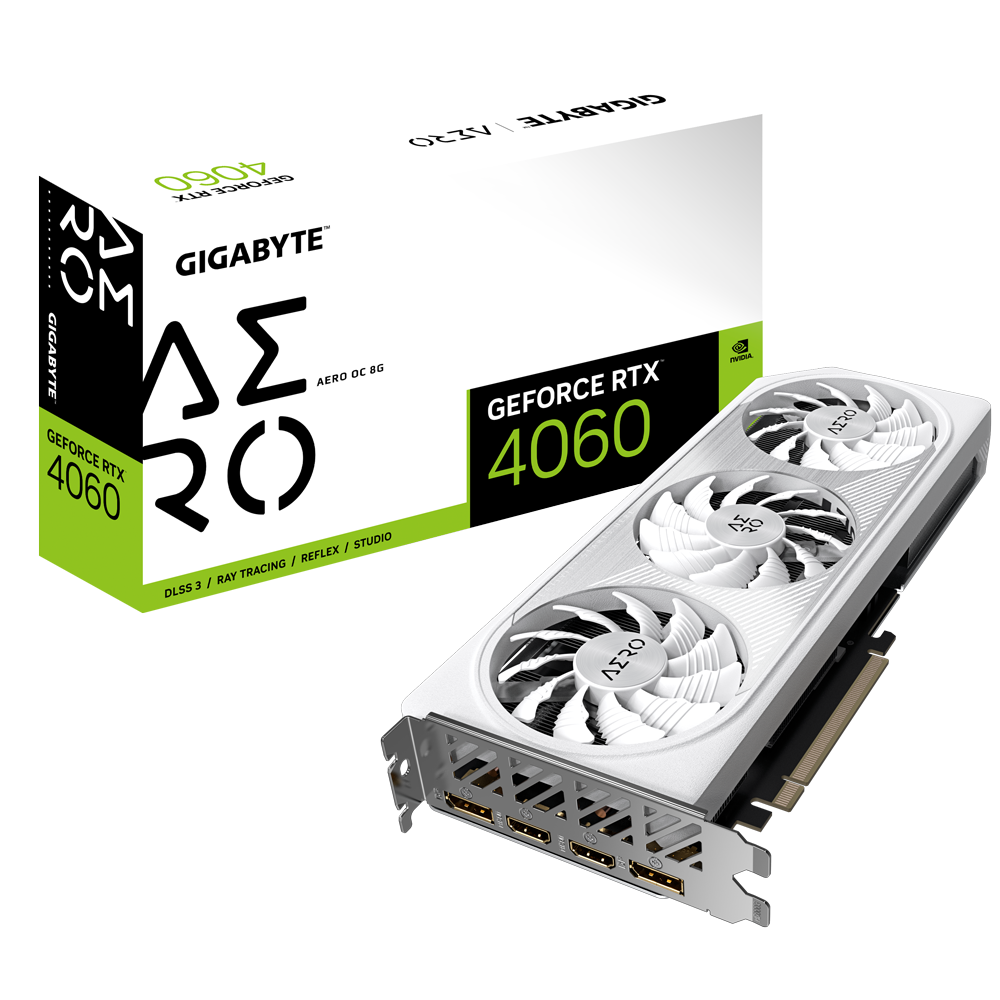 GIGABYTE GeForce RTX 4060 AERO 8GB GDDR6 Gaming Grafikkarte 2xHDMI 2xDP