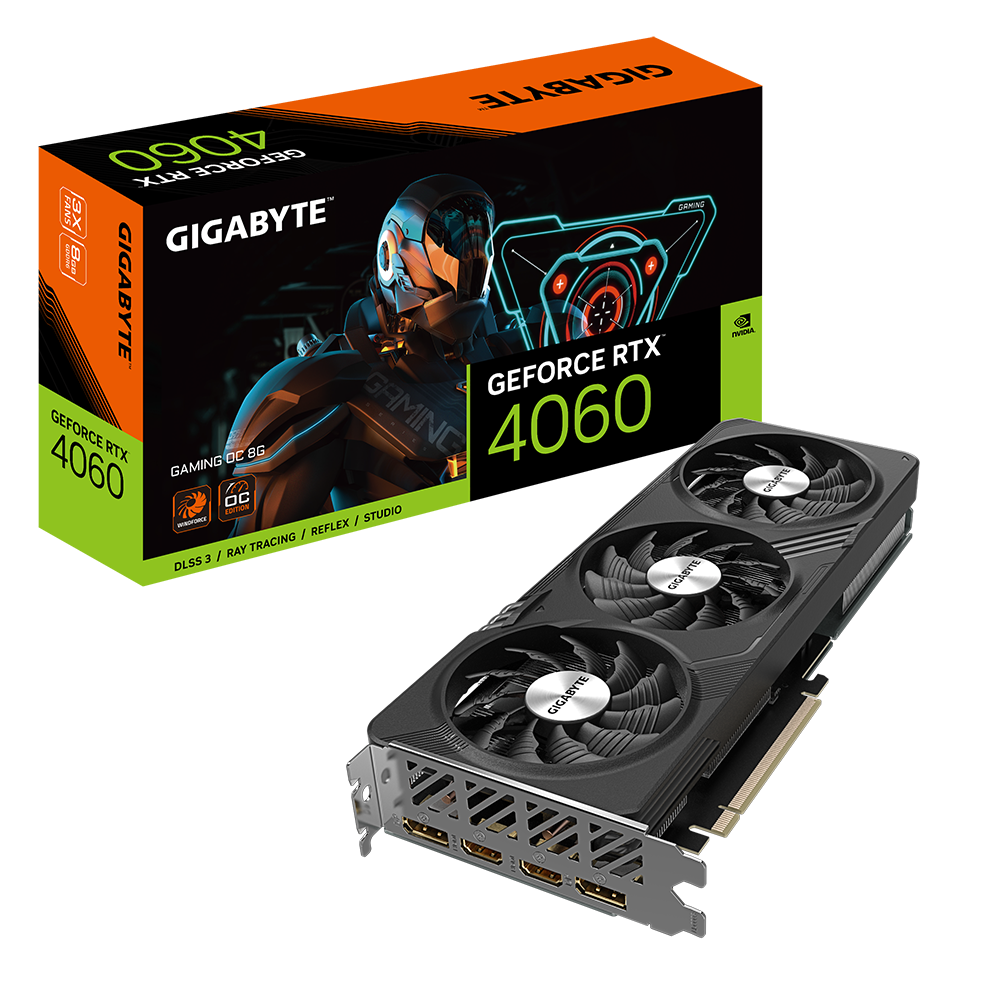 GIGABYTE GeForce RTX 4060 Gaming OC 8GB GDDR6 Gaming Grafikkarte 2xHDMI 2xDP