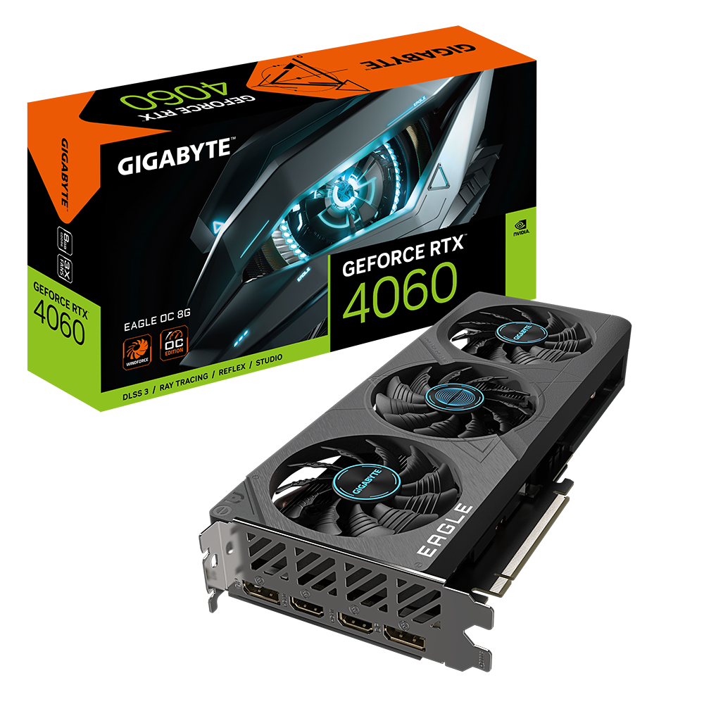 GIGABYTE GeForce RTX 4060 EAGLE OC 8GB GDDR6 Gaming Grafikkarte 2xHDMI 2xDP