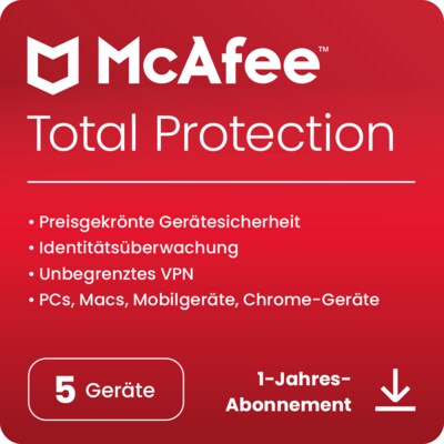Der umfassende günstig Kaufen-McAfee Total Protection | 5 Geräte | Download & Produktschlüssel. McAfee Total Protection | 5 Geräte | Download & Produktschlüssel <![CDATA[• Umfassender Onlineschutz für alle Eventualitäten • Für bis zu 5 Geräte • La