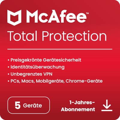 Protection günstig Kaufen-McAfee Total Protection | 5 Geräte | Download & Produktschlüssel. McAfee Total Protection | 5 Geräte | Download & Produktschlüssel <![CDATA[• Umfassender Onlineschutz für alle Eventualitäten • Für bis zu 5 Geräte • La