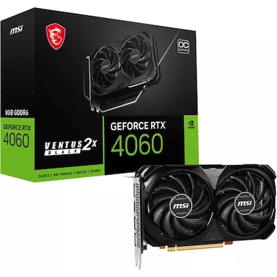 GE DP günstig Kaufen-MSI GeForce RTX 4060 Ventus 2X Black OC 8GB GDDR6 Gaming Grafikkarte 3xDP/HDMI. MSI GeForce RTX 4060 Ventus 2X Black OC 8GB GDDR6 Gaming Grafikkarte 3xDP/HDMI <![CDATA[• GeForce RTX 4060, Ada Lovelace mit DLSS 3, Werksseitig Übertaktet • 8GB GDDR6-RA