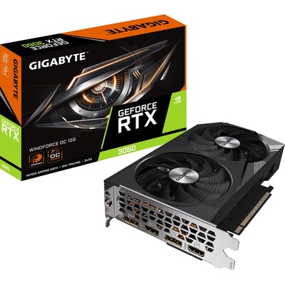 AF 1 günstig Kaufen-GIGABYTE GeForce RTX 3060 WindForce OC R2.0 12GB GDDR6 Grafikkarte 2xHDMI, 2xDP. GIGABYTE GeForce RTX 3060 WindForce OC R2.0 12GB GDDR6 Grafikkarte 2xHDMI, 2xDP <![CDATA[• GeForce RTX 3060, Ampere, werksseitig übertaktet, LHR • 12GB GDDR6-RAM (192bit