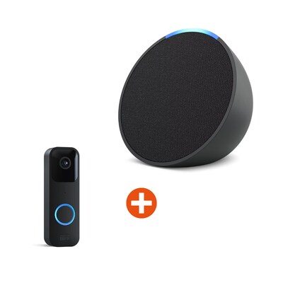 Amazon Echo günstig Kaufen-Blink Video Doorbell Türklingel inkl. Amazon Echo Pop (1st Gen), schwarz. Blink Video Doorbell Türklingel inkl. Amazon Echo Pop (1st Gen), schwarz <![CDATA[• Blink Überwachungskamera • Zwei-Wege-Audio – Sprechen Sie mit Besuchern über di