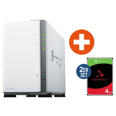 USB Y günstig Kaufen-Synology Diskstation DS223j NAS System 2-Bay inkl. 2x 4 TB Seagate ST4000VN006. Synology Diskstation DS223j NAS System 2-Bay inkl. 2x 4 TB Seagate ST4000VN006 <![CDATA[• Realtek RTD1619B Prozessor • 1GB • 2x 2,5