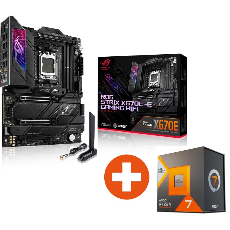 AMD Ryzen 7 7800X3D+ASUS ROG STRIX X670E-E GAMING WIFI ATX Mainboard Sockel AM5