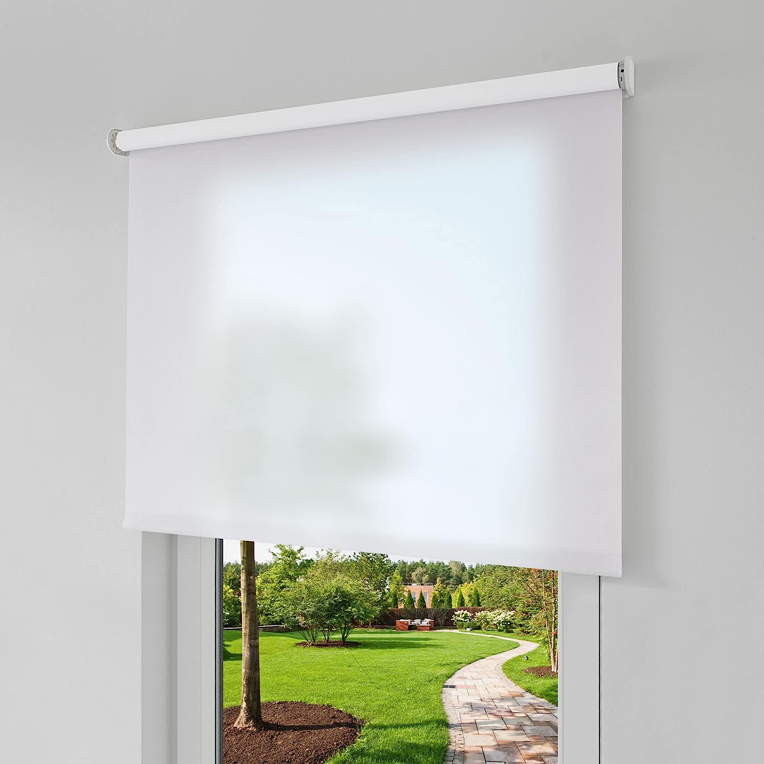 Erfal Smart Control Rollo f&uuml;r Homematic IP 100 x 230 cm, halbtransparent wei&szlig;