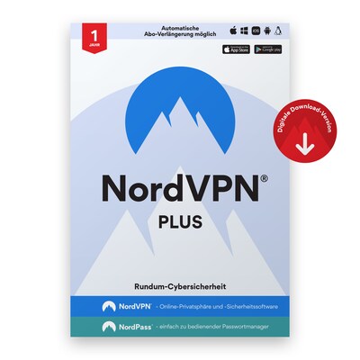 Cyber Sicherheit günstig Kaufen-NordVPN Plus Cybersicherheitspaket | 1 Jahr | Download & Produktschlüssel. NordVPN Plus Cybersicherheitspaket | 1 Jahr | Download & Produktschlüssel <![CDATA[• VPN und Passwortmanager • Für 1 Gerät • Laufzeit: 1 Jahr • Plattfor