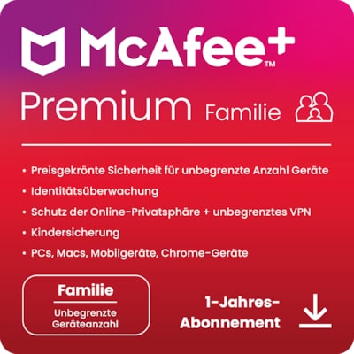 PREMIUM PLUS günstig Kaufen-McAfee Plus Premium - Family | Download & Produktschlüssel. McAfee Plus Premium - Family | Download & Produktschlüssel <![CDATA[• vollständigen Schutz von Identität und Privatsphäre • Für bis zu 2 Erwachsene und 4 Kinder • Lauf