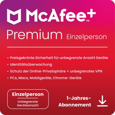 1 x PRO  günstig Kaufen-McAfee Plus Premium - Individual | Download & Produktschlüssel. McAfee Plus Premium - Individual | Download & Produktschlüssel <![CDATA[• vollständigen Schutz von Identität und Privatsphäre • Für bis zu 1 Nutzer • Laufzeit: 1 J