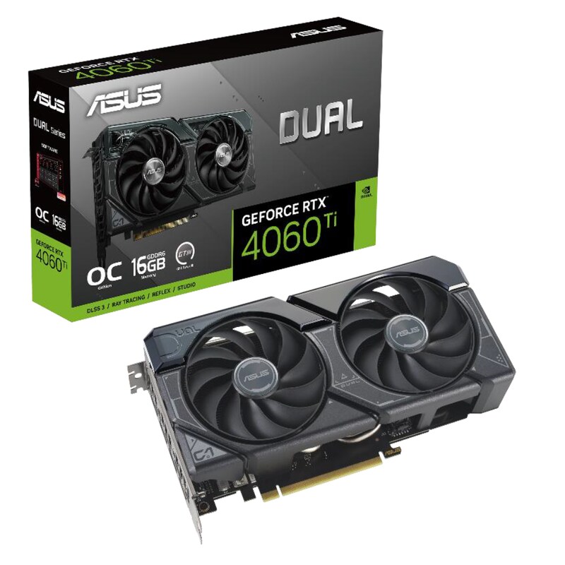 ASUS DUAL GeForce RTX 4060Ti OC Gaming Grafikkarte 16GB GDDR6, 1xHDMI, 3xDP