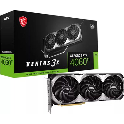 32/16GB günstig Kaufen-MSI GeForce RTX 4060Ti Ventus 3X OC 16GB GDDR6 Gaming Grafikkarte 3xDP/HDMI. MSI GeForce RTX 4060Ti Ventus 3X OC 16GB GDDR6 Gaming Grafikkarte 3xDP/HDMI <![CDATA[• GeForce RTX 4060Ti, Ada Lovelace mit DLSS 3, Werksseitig Übertaktet • 16GB GDDR6-RAM (