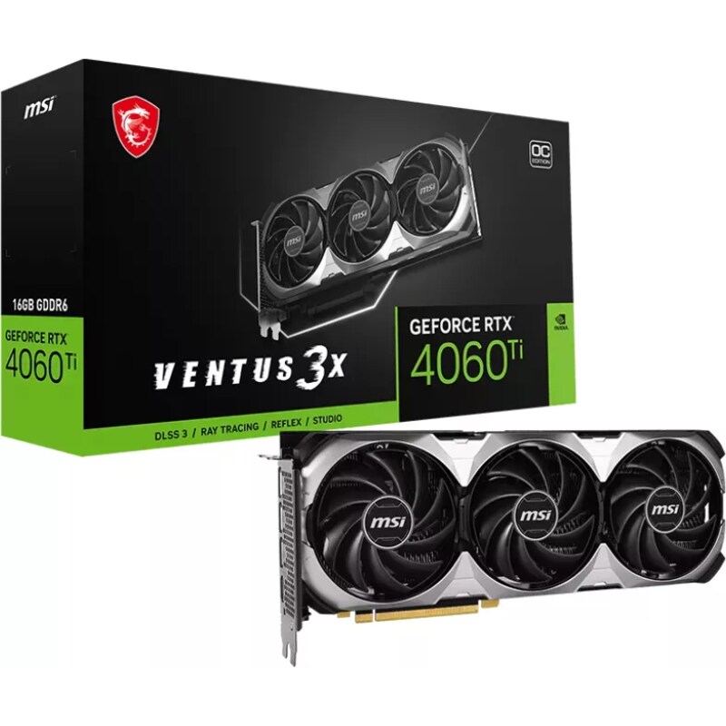 MSI GeForce RTX 4060Ti Ventus 3X OC 16GB GDDR6 Gaming Grafikkarte 3xDP/HDMI