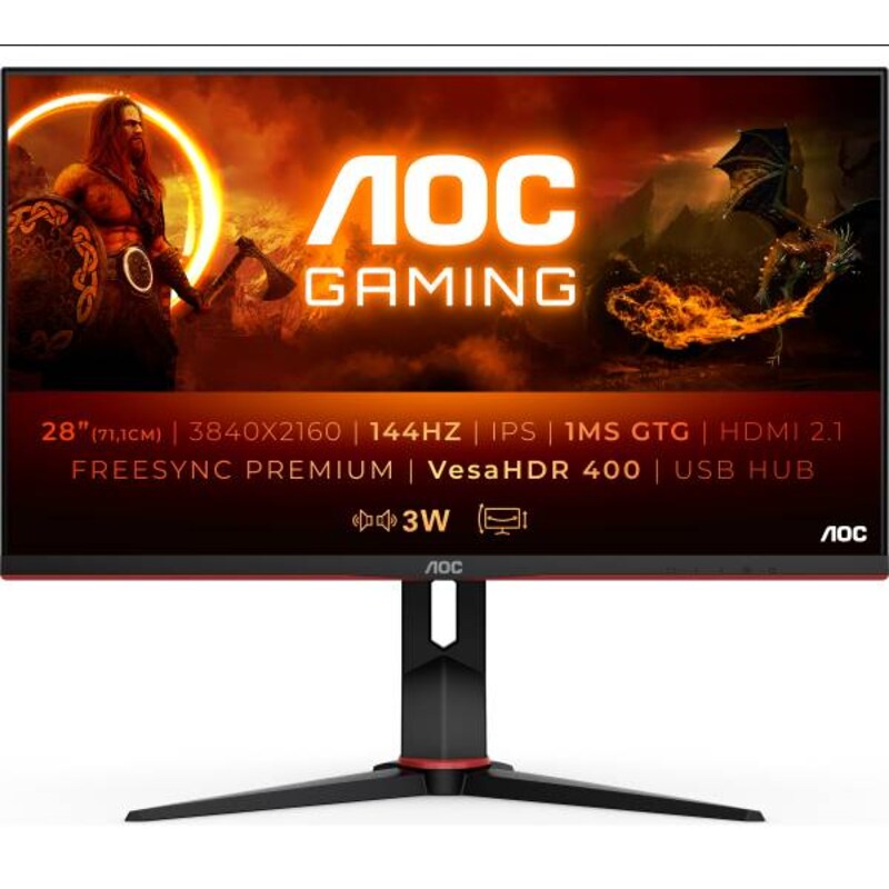 AOC U28G2XU2/BK 71,1cm (28") 4K IPS Gaming Monitor 16:9 HDMI/DP/USB 144Hz 1ms