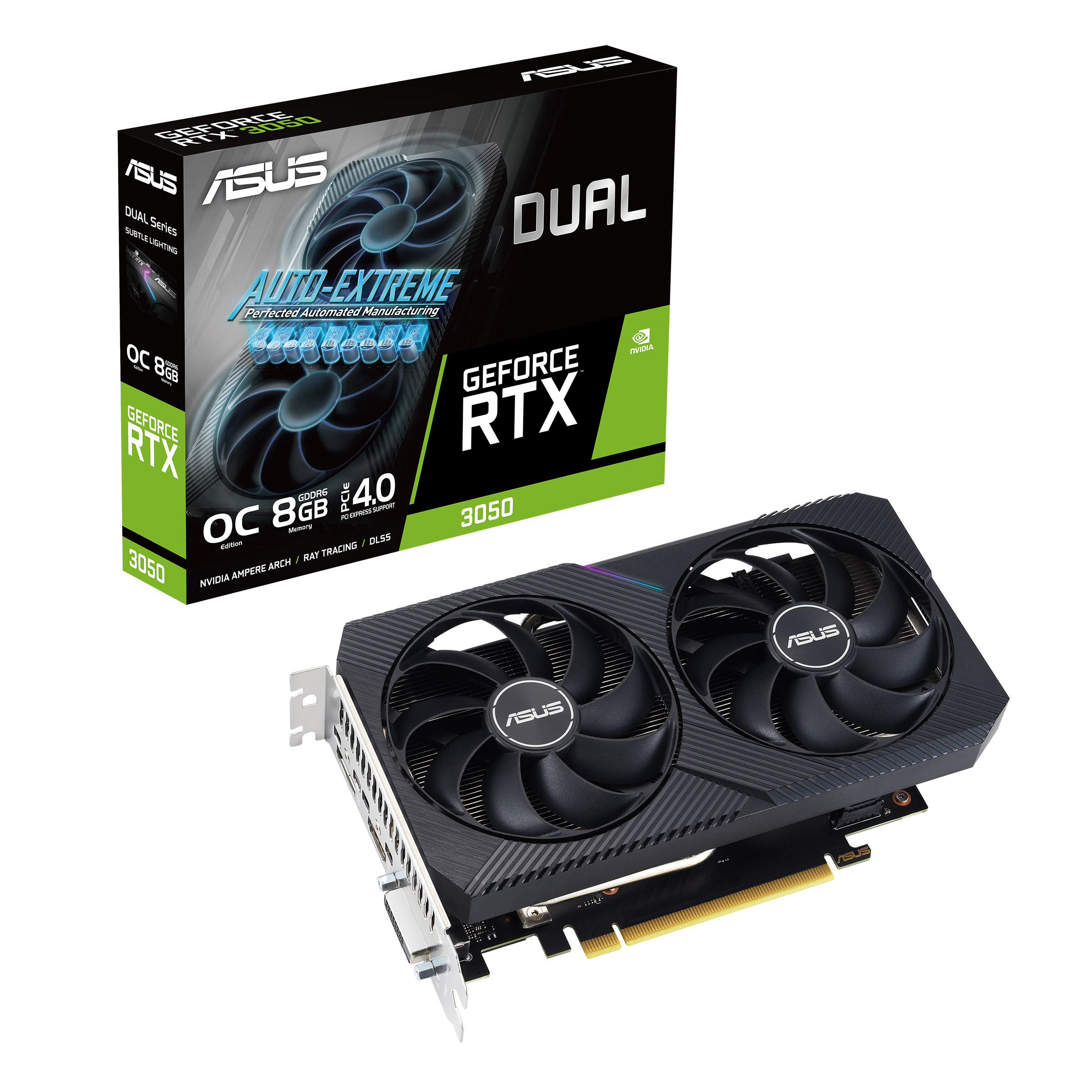 ASUS GeForce RTX 3050 Dual OC V2 8GB GDDR6 Grafikkarte 1xDP/1xHDMI/1xDVI