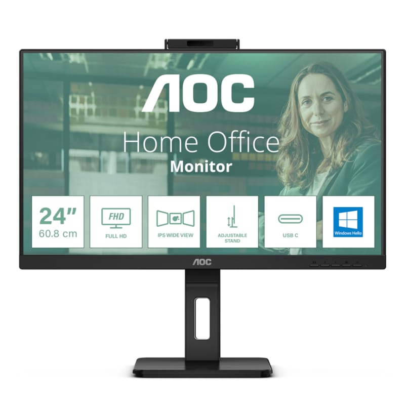 AOC 24P3CW 60,5cm (23,8") FHD IPS Monitor 16:9 HDMI/DP/USB-C PD65W 75Hz Webcam