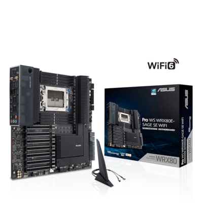 WR X  günstig Kaufen-ASUS Pro WS WRX80E-SAGE SE WIFI II Workstation Mainboard Sockel WRX8 USB 3.2(C). ASUS Pro WS WRX80E-SAGE SE WIFI II Workstation Mainboard Sockel WRX8 USB 3.2(C) <![CDATA[• E-ATX Mainboard mit Sockel WRX8 für Ryzen Threadripper PRO 3000, 5000 • AMD WR