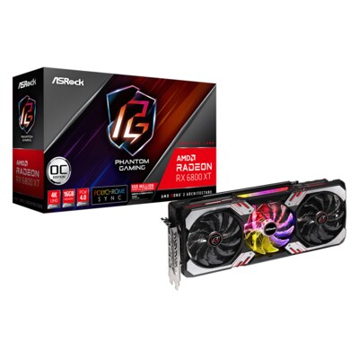 RAM Memory günstig Kaufen-ASRock AMD Radeon RX 6800 XT Phantom Gaming OC 16GB GDDR6 HDMI, 3x DP. ASRock AMD Radeon RX 6800 XT Phantom Gaming OC 16GB GDDR6 HDMI, 3x DP <![CDATA[• AMD Radeon RX 6800 XT, OC Edition • 16GB GDDR6-RAM (256-bit Speicherinterface) • Core/Memorytakt: