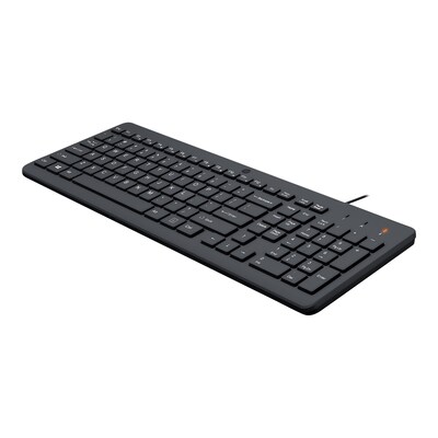 Lock Pro günstig Kaufen-HP 150 Kabelgebundene Tastatur Schwarz. HP 150 Kabelgebundene Tastatur Schwarz <![CDATA[• Anwendungsbereich: professionelles Arbeiten, Nummernblock integriert • Kabelgebunden (USB) • Layout: deutsch • schwarz, 440g, 26,8 mm x 426 mm x 146 mm (H x 