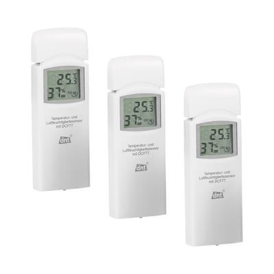 dnt Zusatz-Thermo-/Hygrosensor für RoomLogg PRO & WeatherScreen PRO, 3er Pack