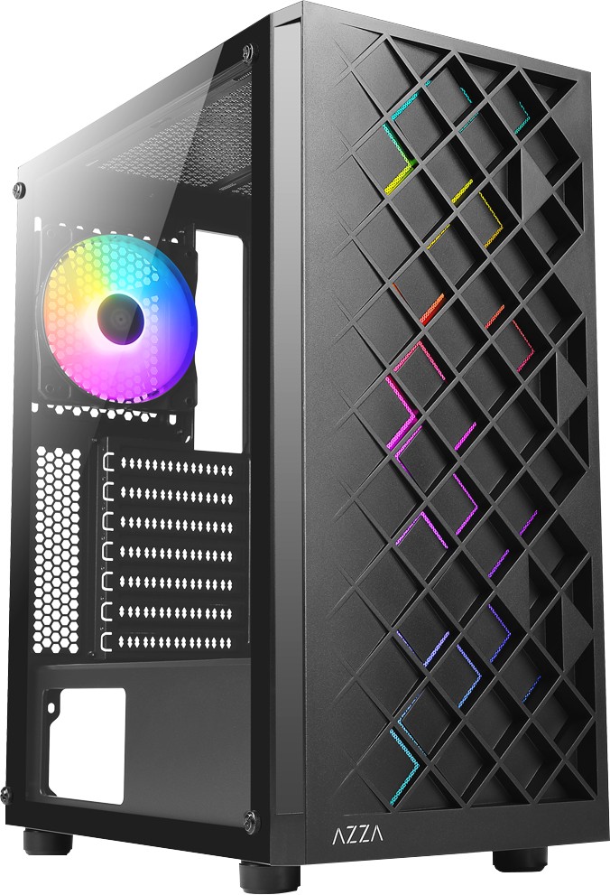 Azza Spectra Black ATX Gaming Tower, RGB Beleuchtung, Glasfenster