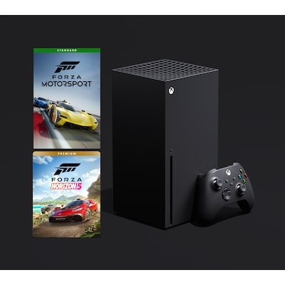 Motor Start günstig Kaufen-Microsoft Xbox Series X + Forza Horizon & Forza Motorsport. Microsoft Xbox Series X + Forza Horizon & Forza Motorsport <![CDATA[• Starte dein ultimaitves Abenteuer mit der Xbox Series X • Steigere dein Abenteuer mit der Forza Horizon 5 Premium