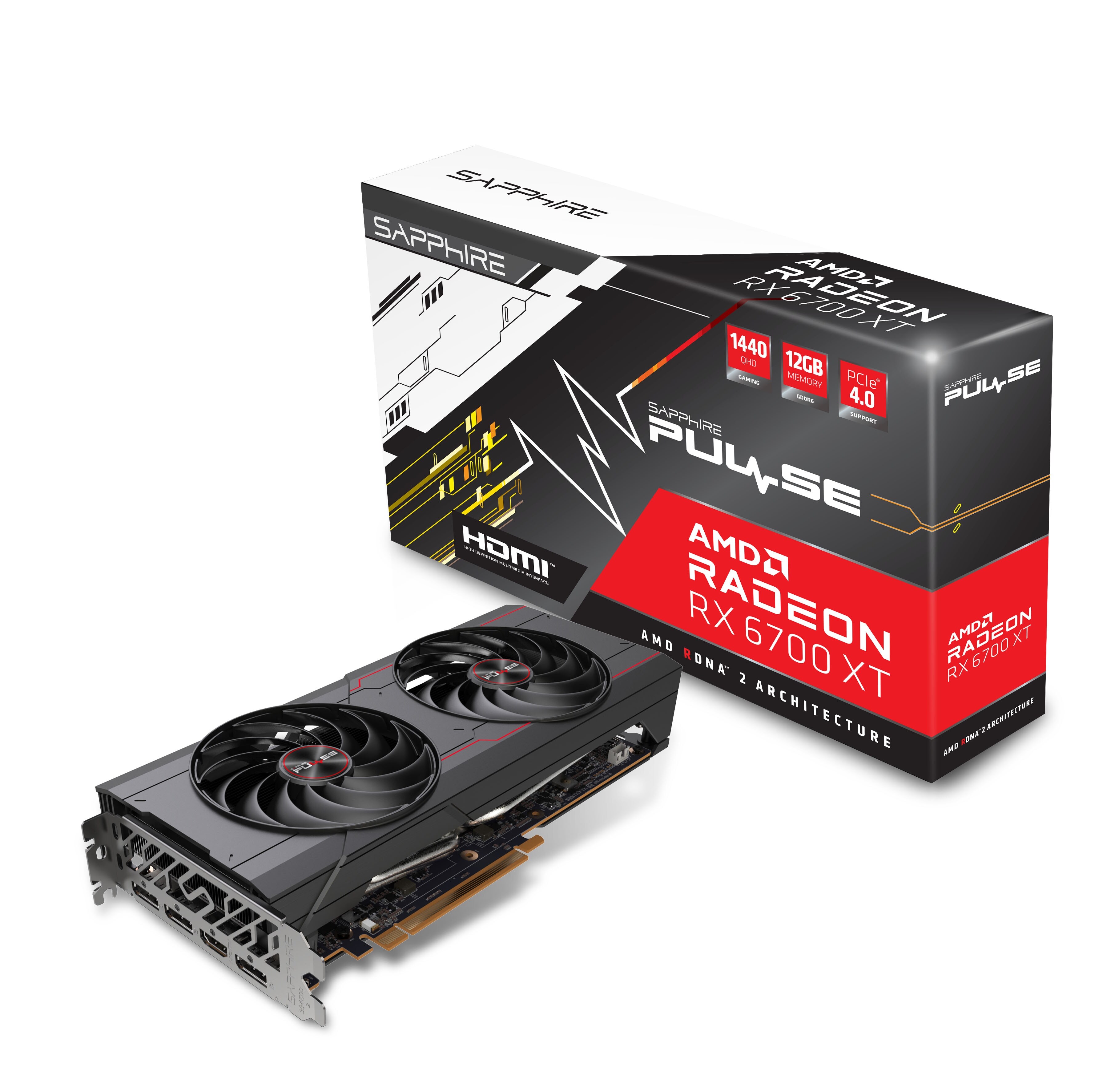 SAPPHIRE AMD Radeon RX 6700 XT OC Pulse Gaming Grafikkarte mit 12GB GDDR6