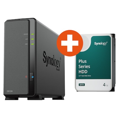 und 2  günstig Kaufen-Synology DS124 NAS System 1-Bay 4 TB inkl. 4 TB Synology HDD HAT3300-4T. Synology DS124 NAS System 1-Bay 4 TB inkl. 4 TB Synology HDD HAT3300-4T <![CDATA[• Realtek RTD1619B Prozessor • 1GB DDR4 RAM • 1x 2,5