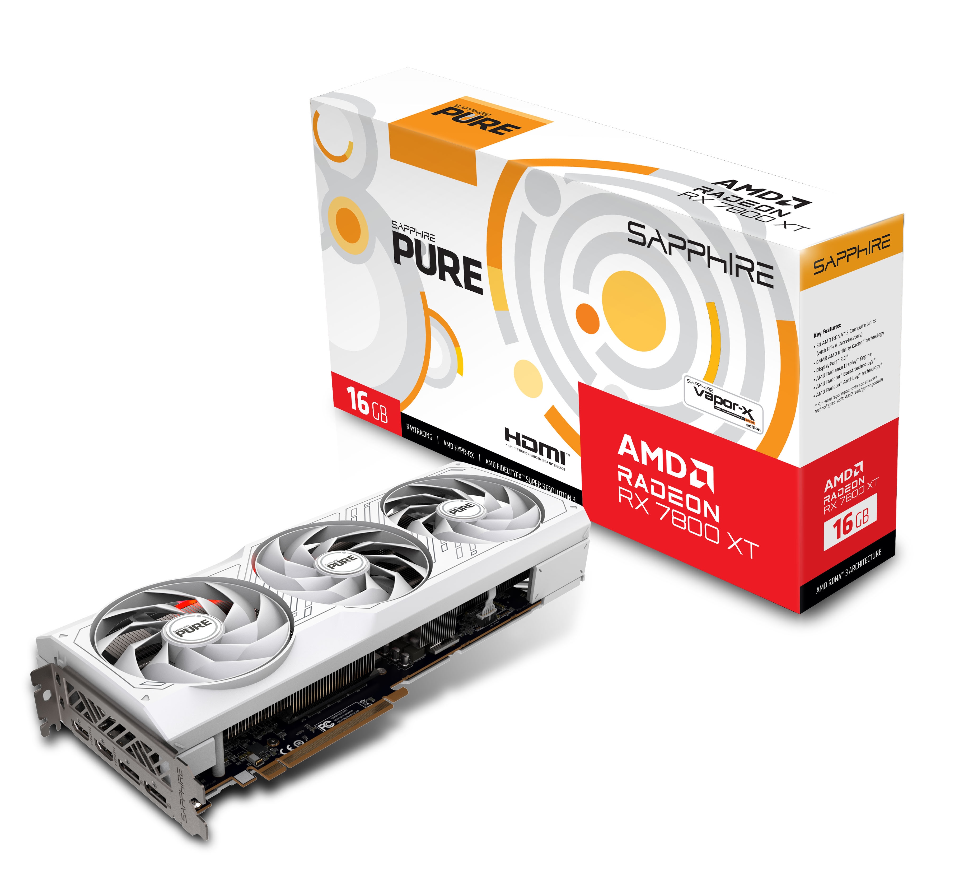 SAPPHIRE AMD Radeon RX 7800 XT Pure OC Grafikkarte 16GB GDDR6 2xHDMI/2xDP