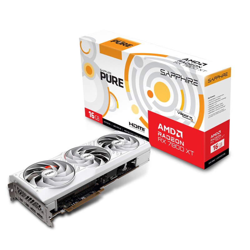 SAPPHIRE AMD Radeon RX 7800 XT Pure OC Grafikkarte 16GB GDDR6 2xHDMI/2xDP