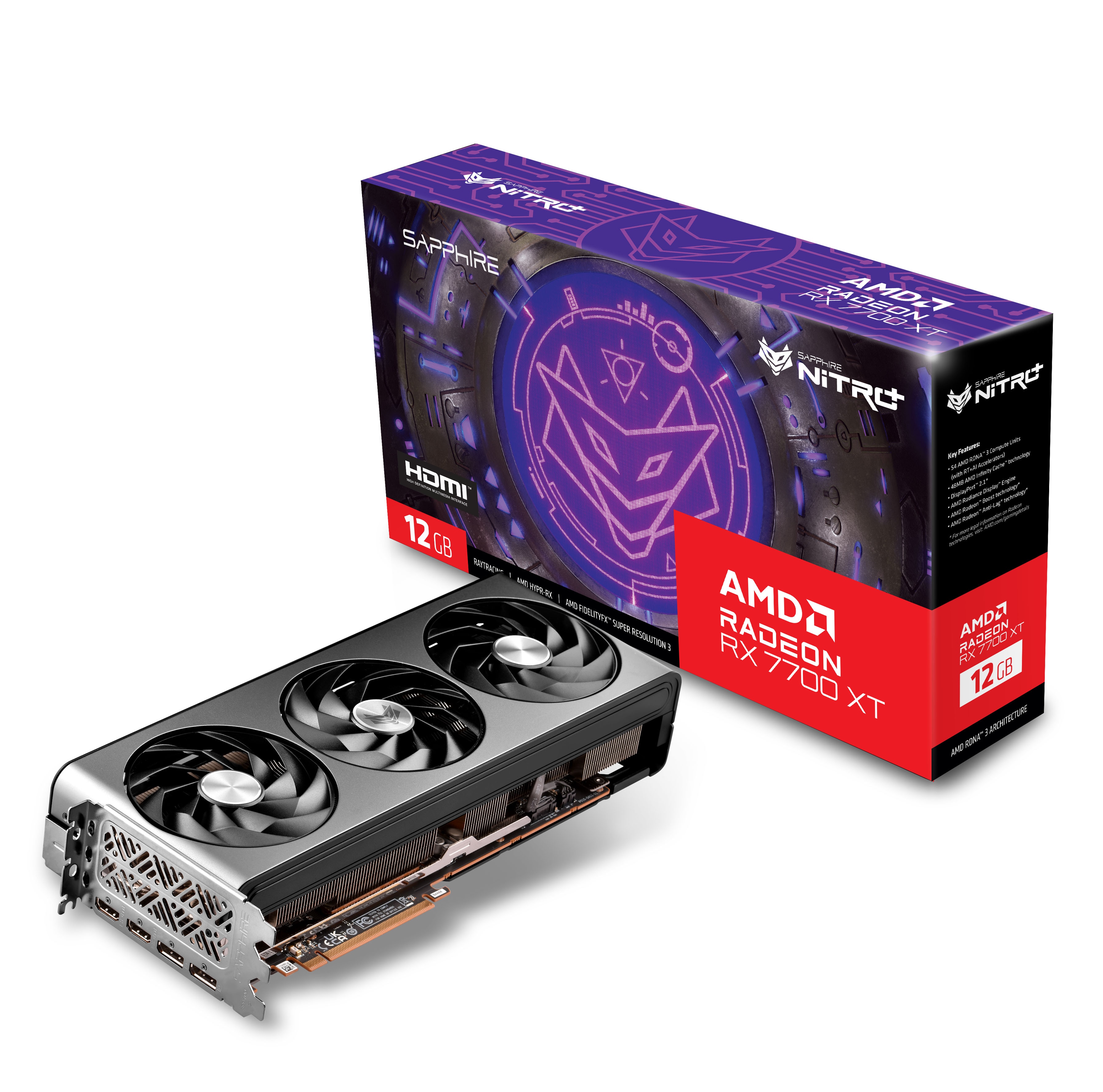 SAPPHIRE AMD Radeon RX 7700 XT Nitro+ OC Grafikkarte 12GB GDDR6 2xHDMI/2xDP