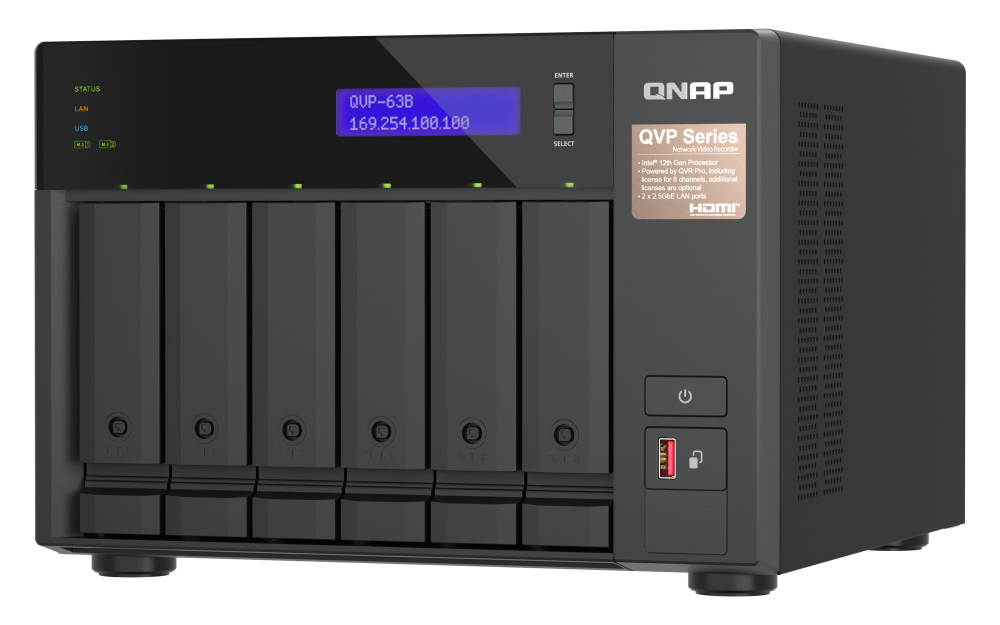 QNAP QVP-63B NVR-Netzwerk&uuml;berwachungsserver 6-Bay