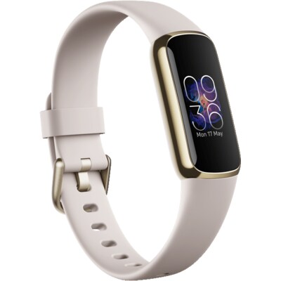 Fitbit Luxe Gesundheits- und Fitness-Tracker gelbgold mit weißem Armband