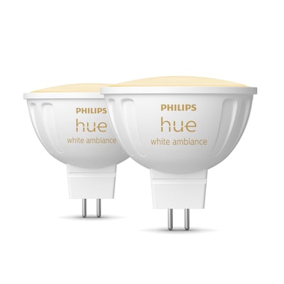 Sockel günstig Kaufen-Philips Hue White Ambiance MR16 LED-Lampe 400lm, 2er Pack. Philips Hue White Ambiance MR16 LED-Lampe 400lm, 2er Pack <![CDATA[• Austauschtype: LED-Lampe / Sockel: GU5.3 / Lichtfarbe: neutralweiß • Energieeffizienzklasse: G • Amazon Alexa - Apple Ho