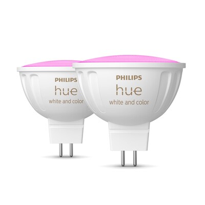 ck Typ günstig Kaufen-Philips Hue White & Color Ambiance MR16 LED-Lampe 400lm, 2er Pack. Philips Hue White & Color Ambiance MR16 LED-Lampe 400lm, 2er Pack <![CDATA[• Austauschtype: LED-Lampe / Sockel: GU5.3 / Lichtfarbe: RGBW • Energieeffizienzklasse: G • Amazon 