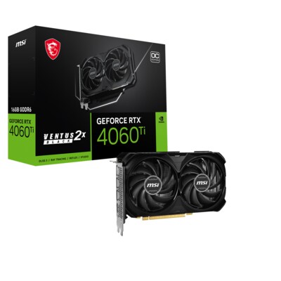 32/16GB günstig Kaufen-MSI GeForce RTX 4060Ti Ventus 2X Black OC 16GB GDDR6 Gaming Grafikkarte DP/HDMI. MSI GeForce RTX 4060Ti Ventus 2X Black OC 16GB GDDR6 Gaming Grafikkarte DP/HDMI <![CDATA[• GeForce RTX 4060Ti, Ada Lovelace mit DLSS 3, Werksseitig Übertaktet • 16GB GDD