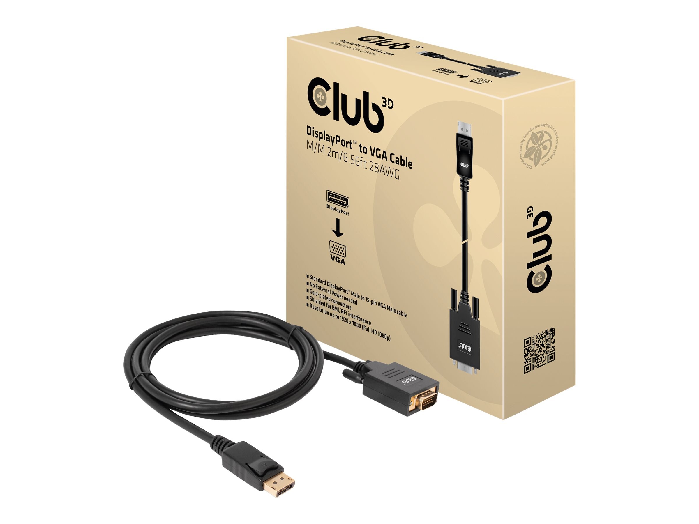 Club 3D DisplayPort auf VGA Kabel St./St. 2m 28AWG