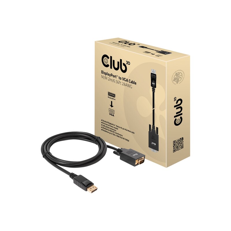 Club 3D DisplayPort auf VGA Kabel St./St. 2m 28AWG