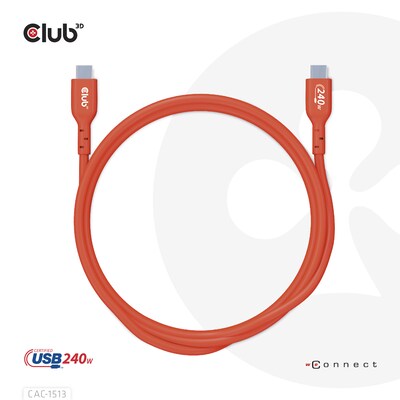 CLUB günstig Kaufen-Club 3D USB 2.0 Typ-C Kabel Bidirektional USB-IF 480Mb PD 240W St./St. 3m orange. Club 3D USB 2.0 Typ-C Kabel Bidirektional USB-IF 480Mb PD 240W St./St. 3m orange <![CDATA[• USB-Kabel • Anschlüsse: USB Typ C und USB Typ C • Farbe: orange, Länge: 3