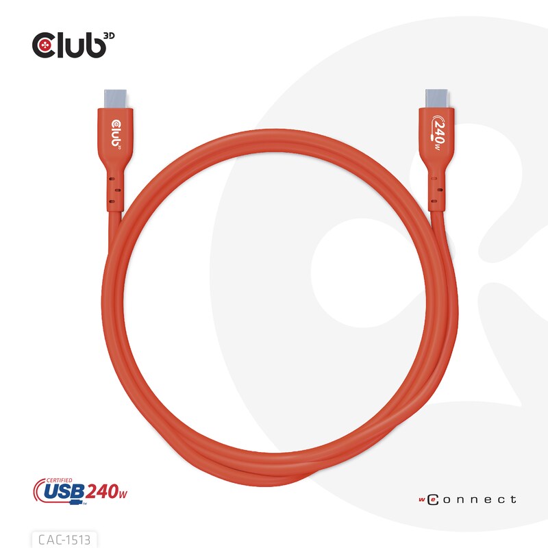 Club 3D USB 2.0 Typ-C Kabel Bidirektional USB-IF 480Mb PD 240W St./St. 3m orange