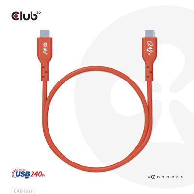 Orange  günstig Kaufen-Club 3D USB 2.0 Typ-C Kabel Bidirektional USB-IF 480Mb PD 240W St./St. 4m orange. Club 3D USB 2.0 Typ-C Kabel Bidirektional USB-IF 480Mb PD 240W St./St. 4m orange <![CDATA[• USB-Kabel • Anschlüsse: USB Typ C und USB Typ C • Farbe: orange, Länge: 4